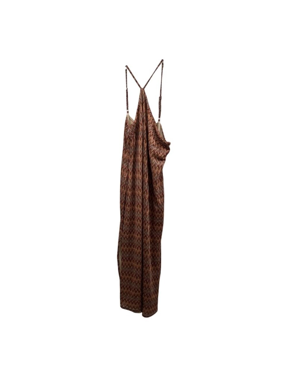 ELOQUII Womens Chevron Maxi Dress Sleeveless Orange/Multi Size 19 Side Slits